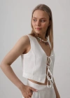 Bağlamalı Yelek  Beyaz
