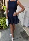 Balon Etekli Tensel Mini Elbise 2887