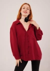 Basic Oversize Bordo Gömlek