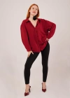 Basic Oversize Bordo Gömlek