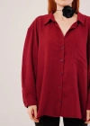 Basic Oversize Bordo Gömlek