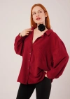Basic Oversize Bordo Gömlek