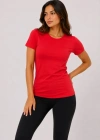 Basic Tişört Bisiklet Yaka Kısa Kol Günlük Yazlık lim Fit Thirt  Kırmızı