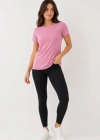 Basic Tişört Bisiklet Yaka Kısa Kol Günlük Yazlık lim Fit Thirt  Pembe