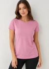 Basic Tişört Bisiklet Yaka Kısa Kol Günlük Yazlık lim Fit Thirt  Pembe