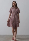 Baskılı Keten Elbise  ila