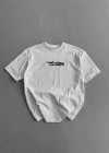 Baskılı Oversize Bisiklet Yaka Tshirt  Beyaz