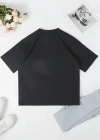 Baskılı Oversize Bisiklet Yaka Tshirt  iyah