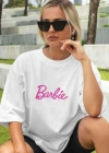 Baskılı Oversize Tshirt  Beyaz