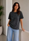 Batik Desenli Tişört Bisiklet Yaka Kısa Kol Regular Fit Tshirt  iyah