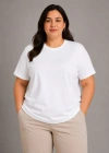 Battal Big Size Basic Tişört Bisiklet Yaka Rahat Kalıp TShirt  Beyaz