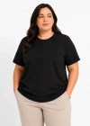 Battal Big Size Basic Tişört Bisiklet Yaka Rahat Kalıp TShirt  Siyah