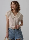 Bebe Yaka Yanları Bağlamalı Bluz  Taş