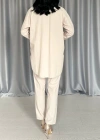 Bej Gömlek Ve Çıtçıtlı Pantolon Takım