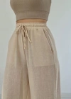 Bej Keten Pantolon