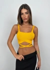 Bel Bağcıklı Crop Bluz