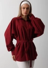 Bel Detaylı Gömlek  Bordo