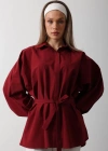 Bel Detaylı Gömlek  Bordo