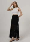 Bel Lastikli Dantel Etek  Siyah