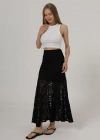 Bel Lastikli Dantel Etek  Siyah