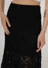 Bel Lastikli Dantel Etek  Siyah