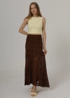 Bel Lastikli Dantel Etek  Kahve