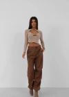 Bel Lastikli Deri Pantolon