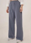 Bel Lastikli Paça Detaylı Cepli İndigo Pantolon