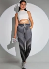 Beli astikli Çizgili Eşofman Alt  Siyah