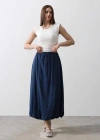 Beli Bağlamalı Balon Etek  İndigo