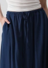 Beli Bağlamalı Balon Etek  İndigo