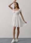 Beli Korseli Mini Elbise  Beyaz