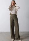Beli Yarım Lastikli Palazzo Pantolon  Haki