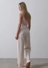 Beli Yarım Lastikli Palazzo Pantolon  Pudra