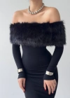 Bestia traplez Tüy Detaylı Elbise