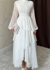 Beyaz Bel Detaylı Elbise