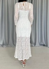 Beyaz Dantelli Uzun Kollu Elbise