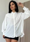 Beyaz Pilise Detaylı Jesica Gömlek