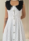 Beyaz Puantiyeli Bebe Yaka Elbise