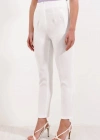 Beyaz Yüksek Bel Kumaş Pantolon 6650