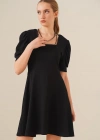 Bigdart 2339 Kare Yaka Örme Elbise  Siyah