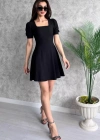 Bigdart 2339 Kare Yaka Örme Elbise  Siyah