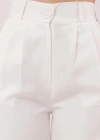 Bol Paça Piliseli Beyaz Pantolon