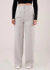 Bol Paça Piliseli Gri Pantolon