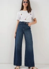 Bol Paça Yüksek Bel Palazzo Kot Pantolon 6656  B.Lacivert