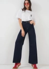 Bol Paça Yüksek Bel Palazzo Kot Pantolon 6656  K. Lacivert