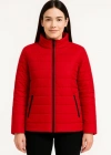 Bomber ont Ceket – u İtici Kumaş, Kapitone Astarlı, Fermuarlı, Kışlık  Kırmızı