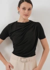 Büzgü Detaylı Kısa Kol Sandy Bluz 945  Siyah