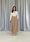 Camel Uzun Pileli Etek