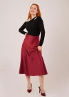 Çan Kesim Midi Bordo aten Etek